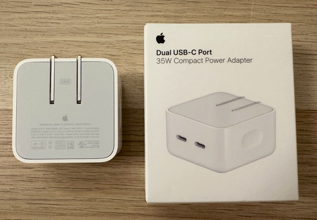 Apple 35W Dual USB-C Power Adapter A2571 Genuine Box Packed One Year  Warranty