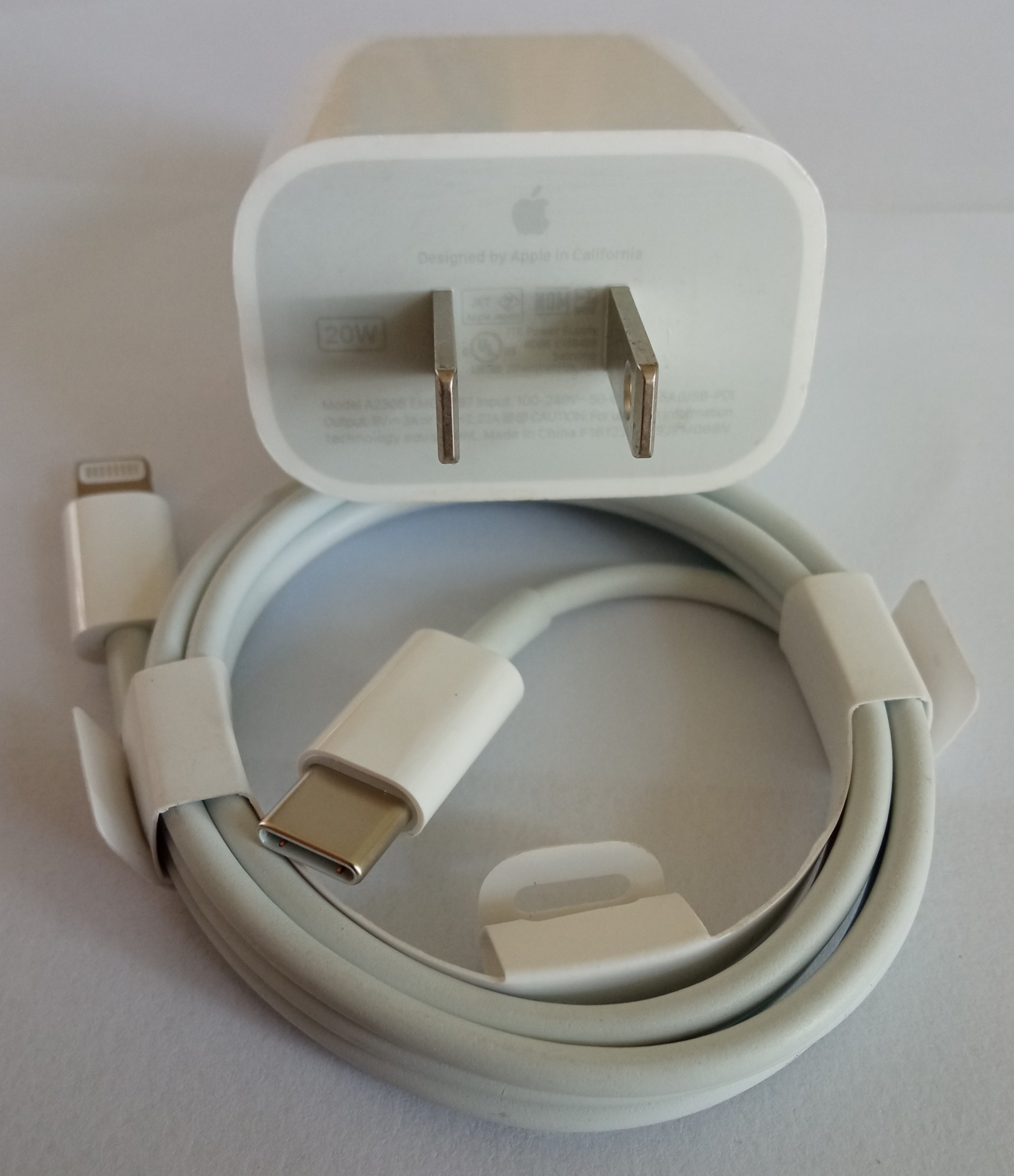 Apple 20W Adapter (A2305) + Apple USB-C to Lightning Cable (A2561) Pair