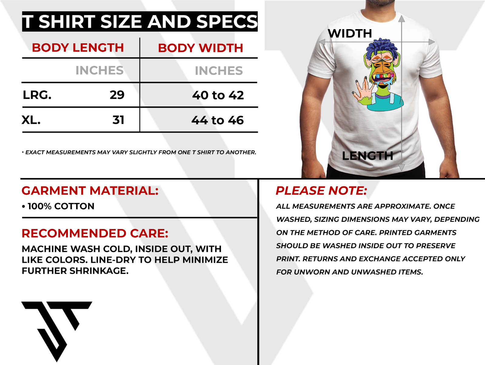Mens XL T shirt - Graphic art / Curly D / Ultra Premium cotton