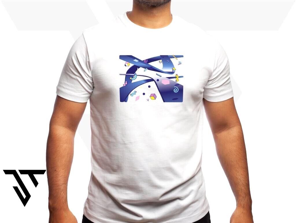 White Mens XL T-shirt - Graphic art / Moody Blue / Ultra Premium cotton
