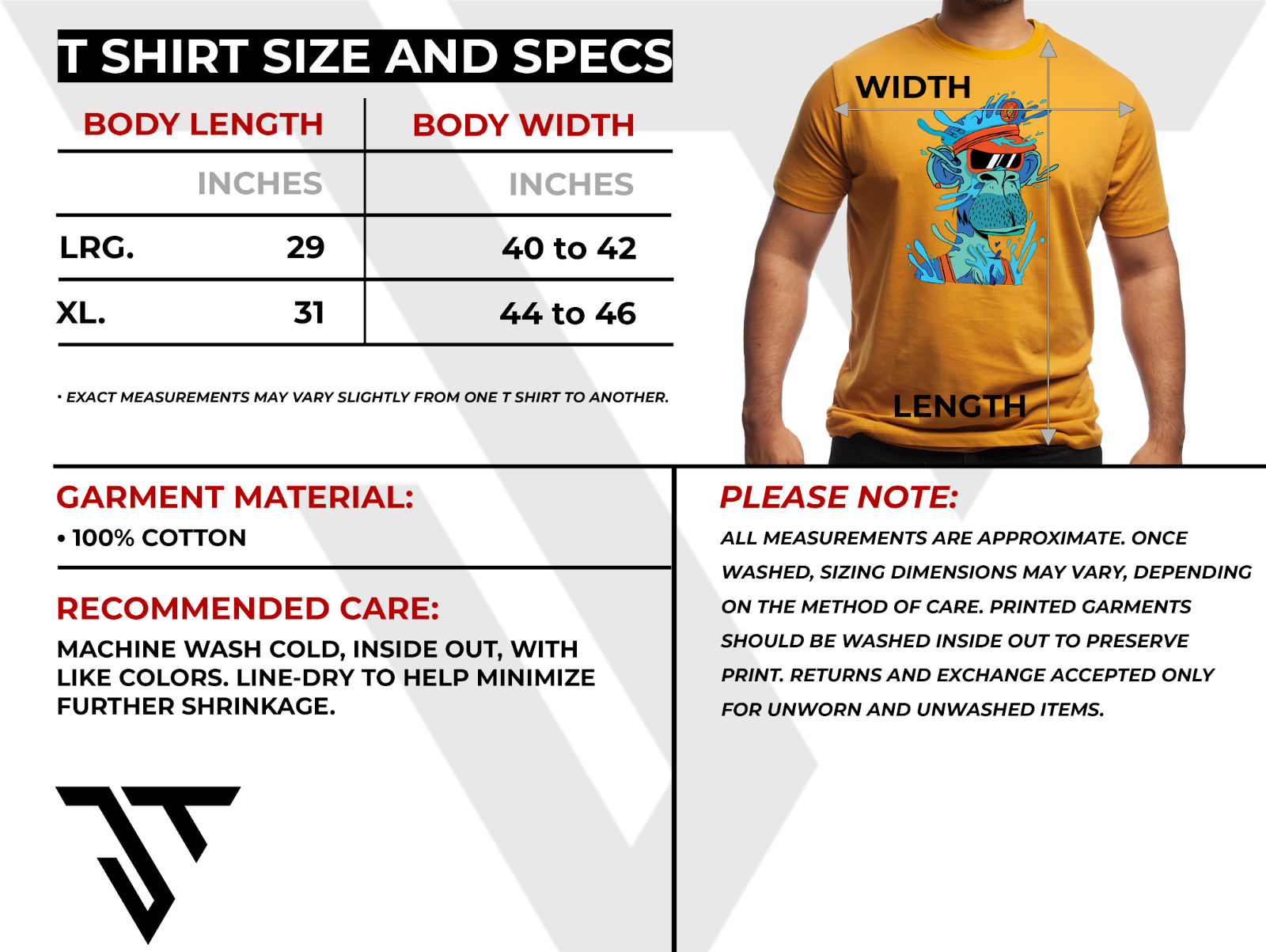 Mustard Mens XL T-shirt - Graphic Art / Space Monkey / Ultra Premium cotton