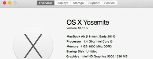 MacBook Air 11" (2014) 1.4 GHz i5 OS X Yosemite