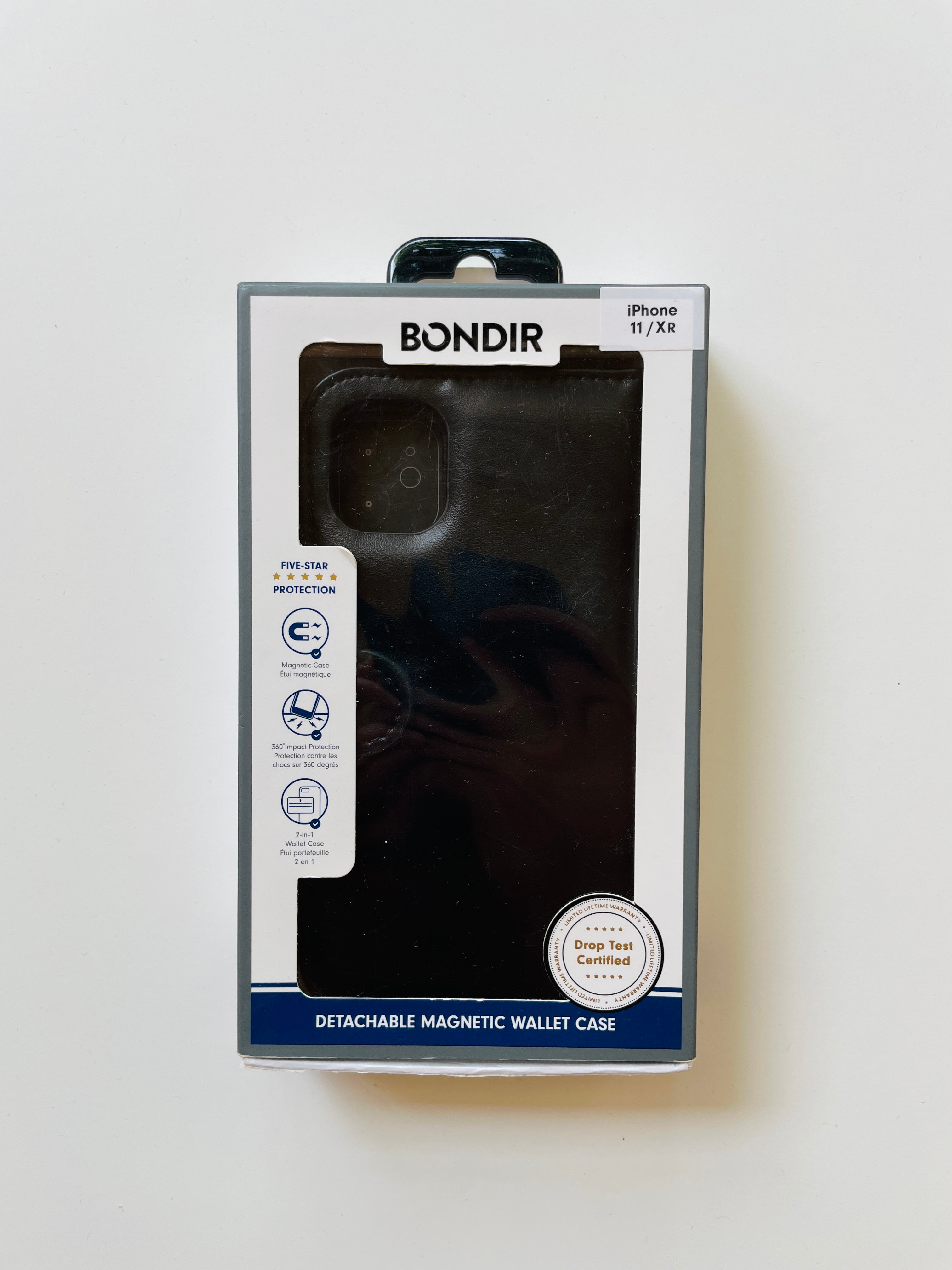 Bondir Magnetic Detachable Leather Wallet Case Black